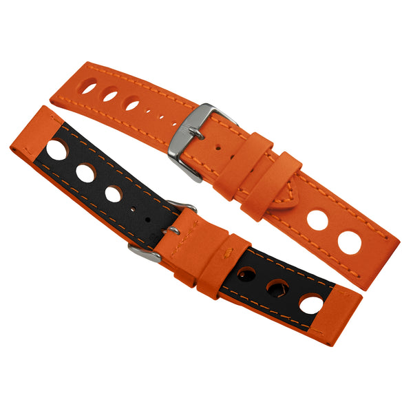 24mm Bracelet Montre Cuir Racing Orange B0323